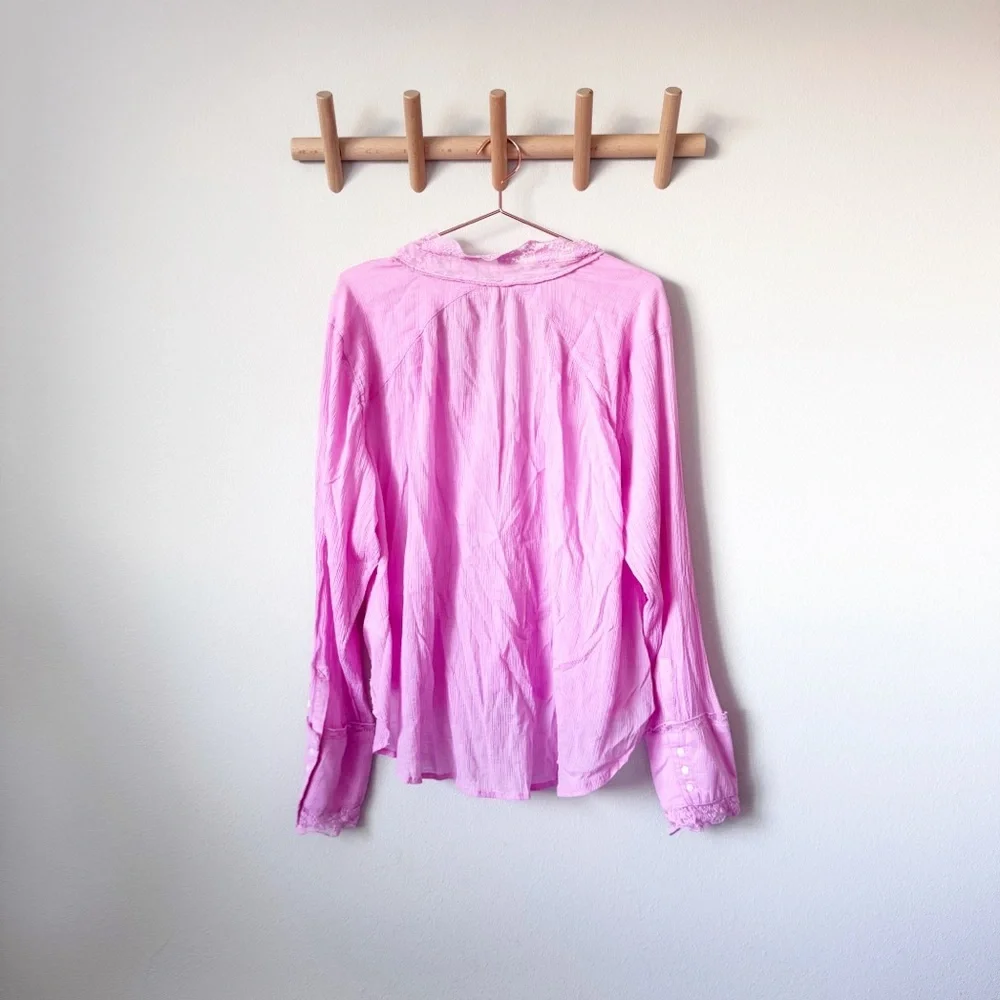 Free People Clemence Button Down in Pink - Picture 10 of 15